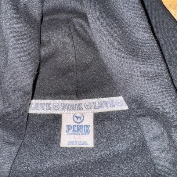 PINK Victoria's Secret Black Cotton Sweatsuit. Pants and zip jacket together. - Picture 4 of 7